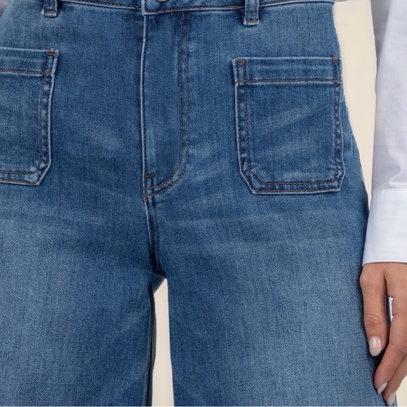 KUT Goldie Super Flare Jeans NWT Women’s 12 High Rise Wide Leg Patch Pocket - Picture 3 of 6